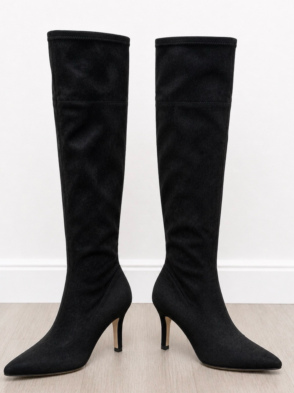 Marc Fisher Black Stretch Knee High Boots Size 7.5  2” Heel - Picture 3 of 9